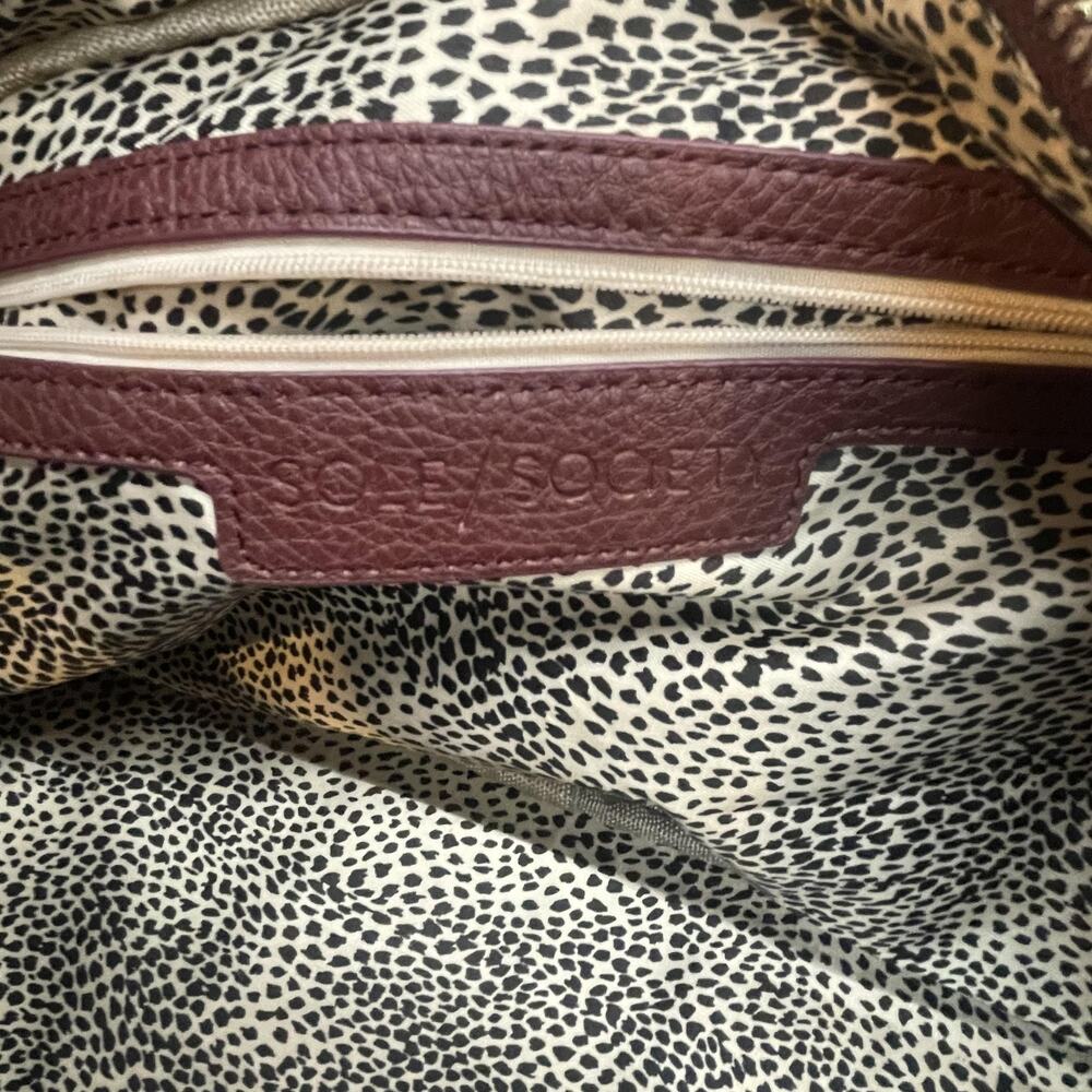 Sole Society Duffle Bag Womens Large Burgundy Faux Leather Weekender Travel Bag - Picture 7 of 13